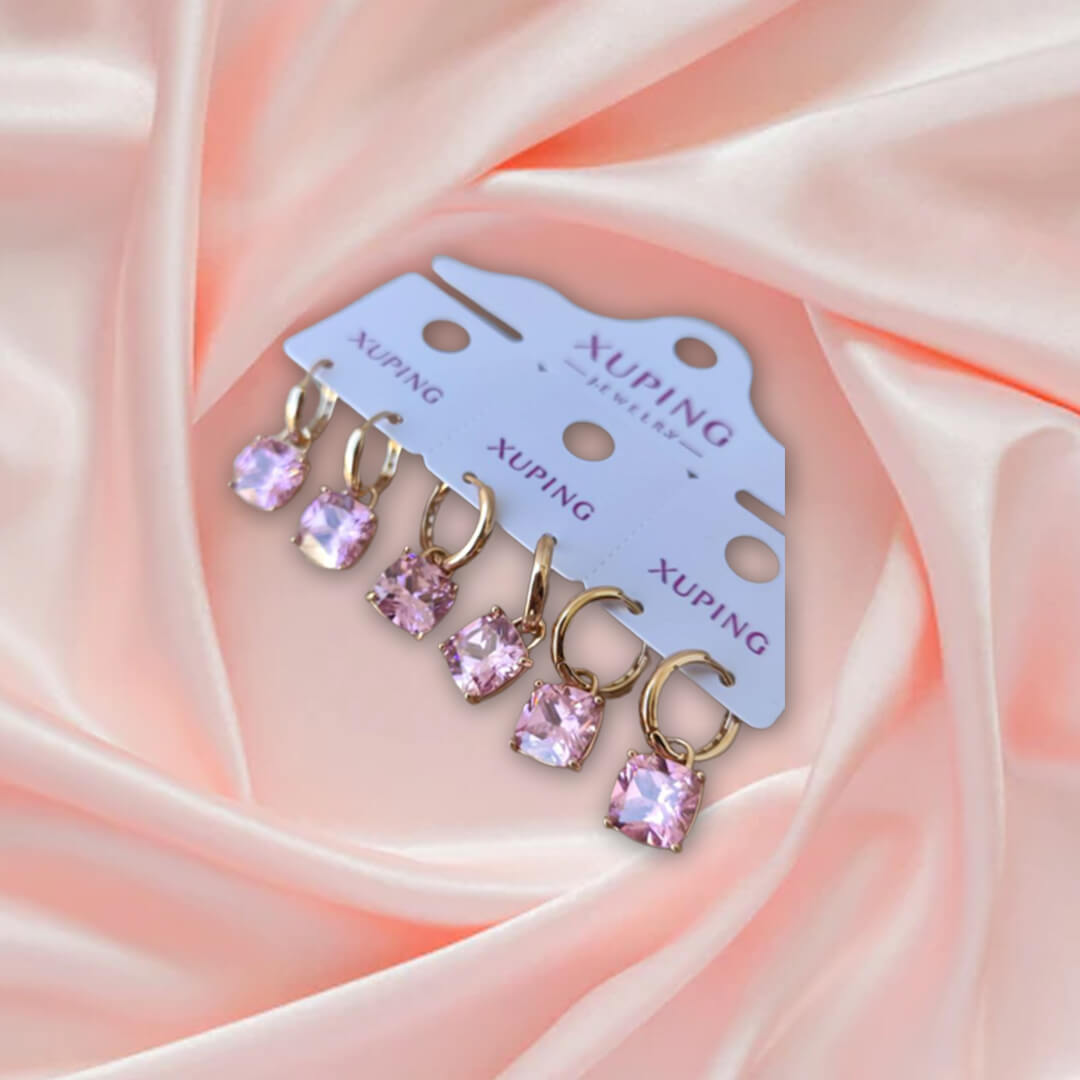 Earring-XGH6466-105-1 گوشواره سواروسکی صورتی