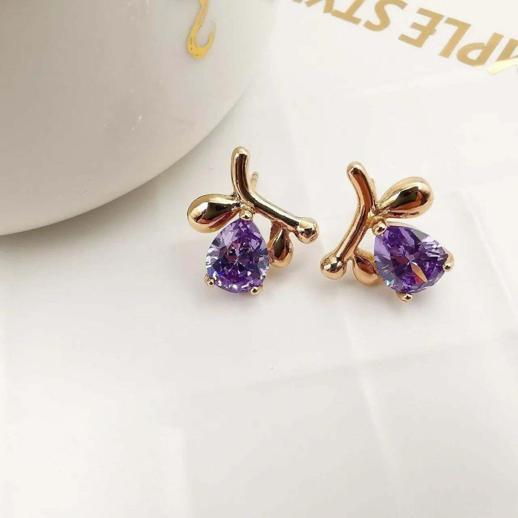 گوشواره طرح انگور بنفش