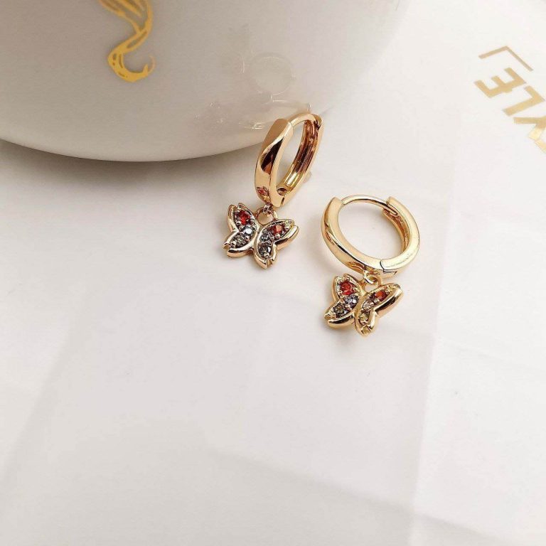 گوشواره پروانه ای نگین دار