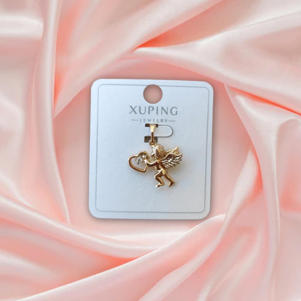 آویز گردنبند طرح فرشته و کوپید قلبی بدلیجات زینویار