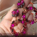 گوشواره دایره ای صورتی ارغوانی جواهری - کد XGH1022 - تصویر 2