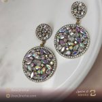 گوشواره جواهری دایره توپر نگین رنگ سفید فشن - کد XGH1113 - تصویر 2