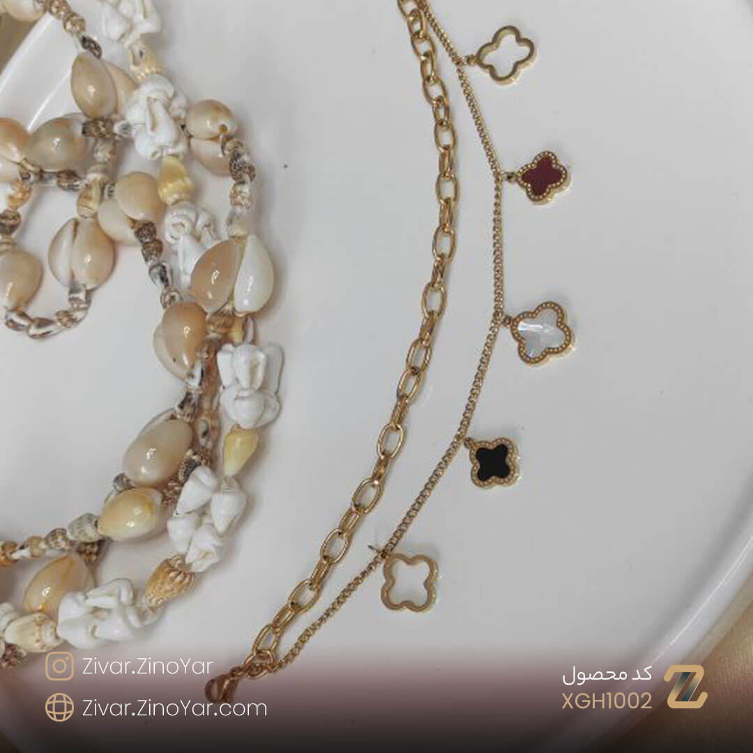 Bracelet-XGH1002-1 دستبند سه رنگ ونکلیف طلایی