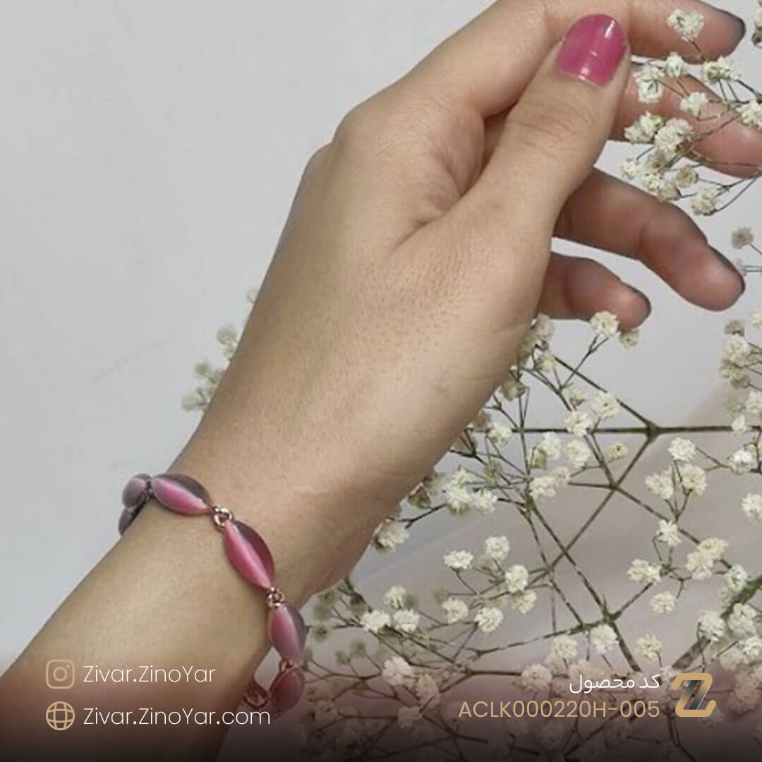 bracelet-ACLK000220H-005-1 دستبند تسبیحی صورتی کلیو - کد ACLK000220H-005 مخصوص خانم های خاص پسند برای هدیه دادن