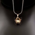 آویز تک نگین بژ